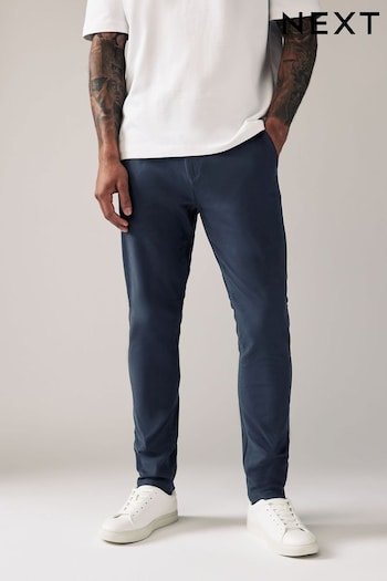 French Navy Skinny Fit Stretch Chino Trousers Tie (689990) | £22
