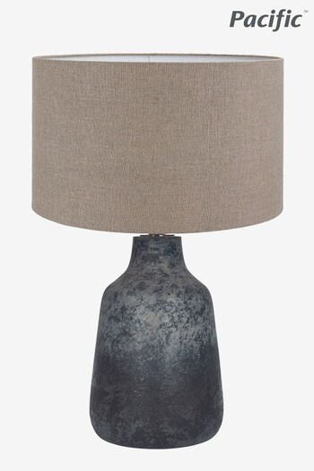 Pacific Natural Vulcan Grey Stoneware Table Lamp (68F645) | £140