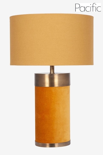 Pacific Yellow Dempsey Mustard Velvet and Antique Gold Table Lamp (68L127) | £110