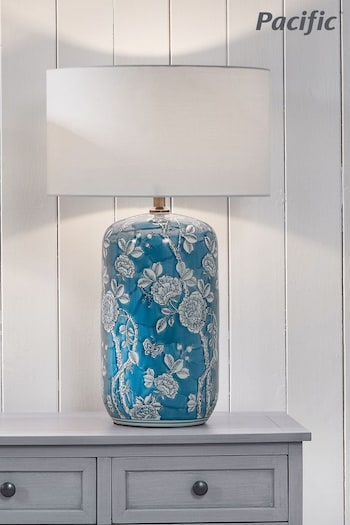 Pacific Blue Altheda Blue and White Floral Table Lamp (68Q239) | £190