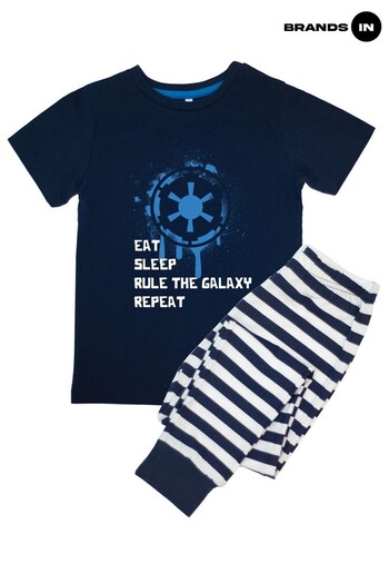 Brands In Navy Star Wars Eat Sleep Repeat Boys Navy Stripes Pyjamas (690056) | £19