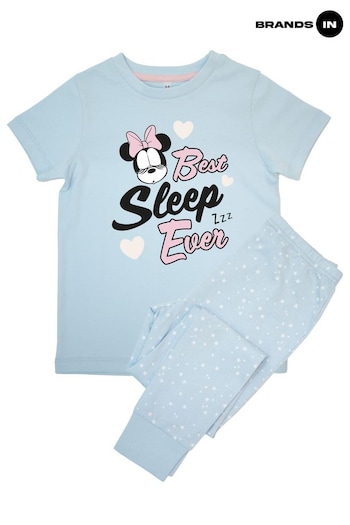 Brands In Blue Minnie Mouse Best Sleep Ever Girls Baby Blue Stars Pyjamas (690091) | £19