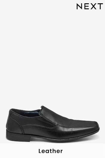 Black Regular Fit Leather Panel Slip-On Shoes (690254) | £40