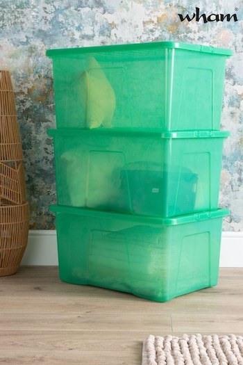 Wham Green 3 x Crystal 60L Box and Lid (690273) | £28