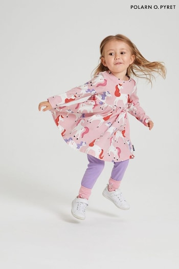 Polarn O Pyret Pink Organic Unicorn Print Dress (690436) | £35