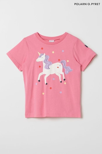 Polarn O Pyret Pink Organic Cotton Unicorn Print T-Shirt (690441) | £14