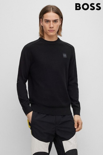BOSS Black Textured Cotton Knitted Jumper With Cashmere (690516) | £99