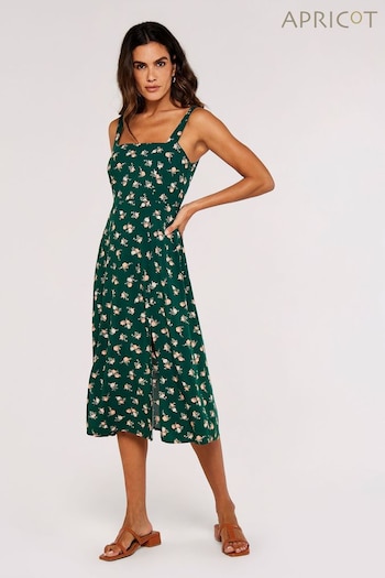 Apricot Green Floral Split Sun Dress (690543) | £35