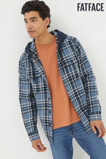 FatFace Blue Hooded Check Overshirt (690741) | £65