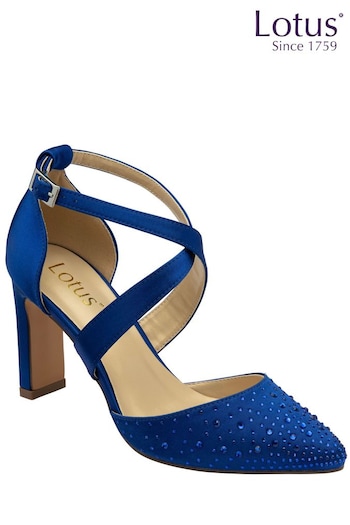 Lotus Blue Diamante Pointed Toe Court Shoes (690770) | £70
