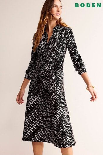 Boden Black Laura Jersey Midi Shirt Dress (690940) | £90