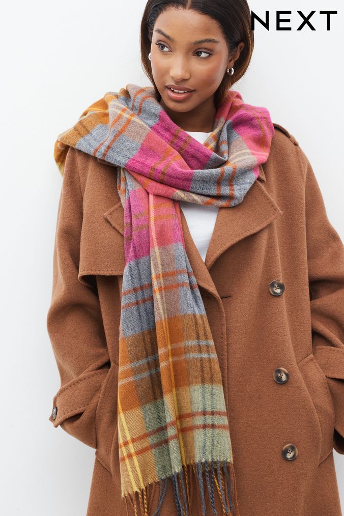 Grey check scarf womens store