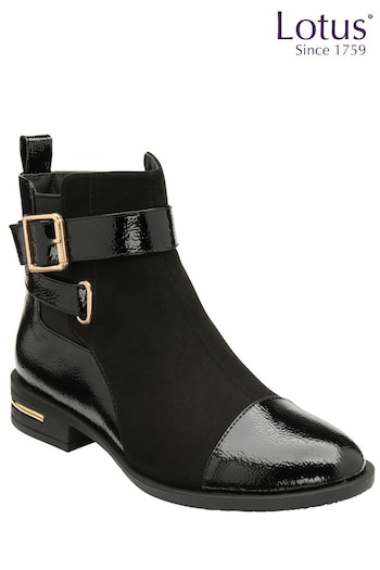 Lotus Black Zip-Up Ankle Boots (691008) | £65