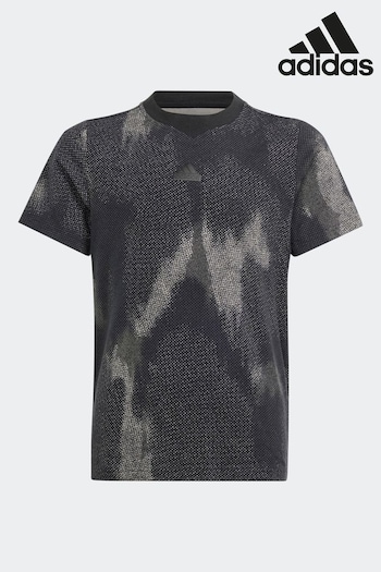adidas Black Kids Sportswear Future Icons Allover Print T-Shirt (691114) | £23