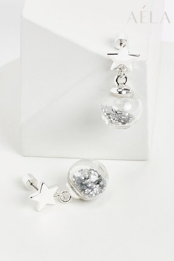 Aela Xmas Star Shaker Ball Silver Tone Drop Earrings (691135) | £8