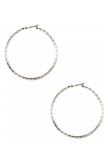 Anne Klein Ladies Silver Tone Jewellery Clickit Hoops Earrings (691147) | £30