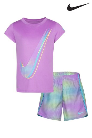 Nike Purple Little Kids T-Shirt and Dri-FIT Shorts High Set (691194) | £32
