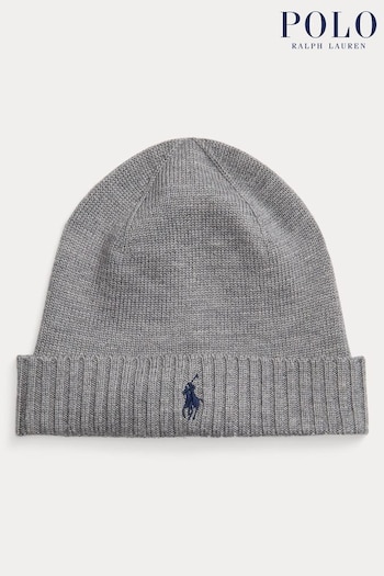 Polo Ralph Lauren Grey Merino Wool Hat (691197) | £65