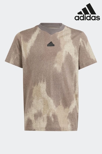 adidas Brown Kids Rosa Sportswear Future Icons Allover Print T-Shirt (691208) | £23