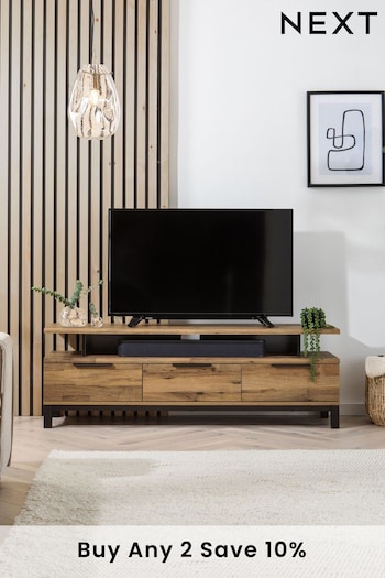 Dark Bronx Oak Effect Up to 65 inch, Floating Top Ladder TV Unit, Up to 46" (691641) | £375