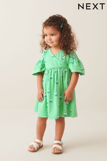 Bright Green Wrap Jersey Suede Dress (3mths-7yrs) (691739) | £9 - £11