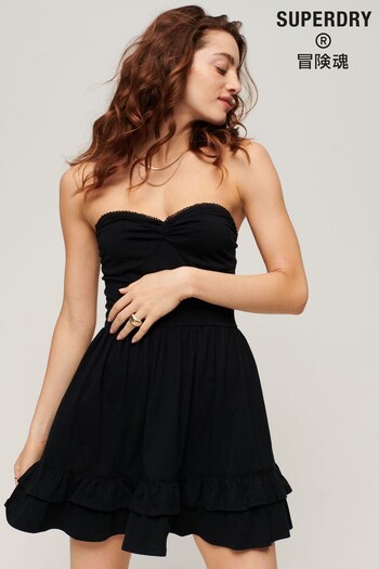 SUPERDRY Black 50s Lace Bandeau Mini Dress (691743) | £50