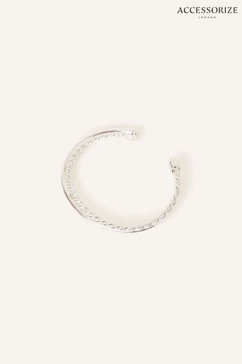 Accessorize Silver Tone Sterling Twisted Bangles (691912) | £18