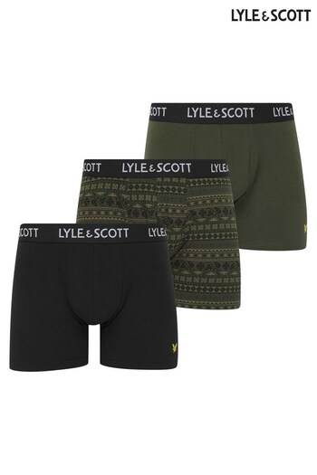 Lyle & Scott Elliot Green Premium Underwear Trunks 3 Pack (691965) | £34