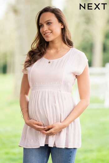 Pink Embroidered Maternity Nursing Top (692037) | £24