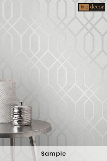 Fine Décor Silver Quartz Trellis Wallpaper (692271) | £19