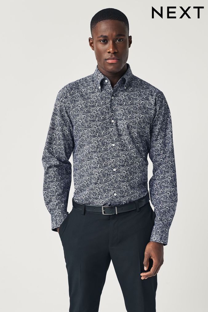 Buy Men s Print Workwear Shirts Online Next UK