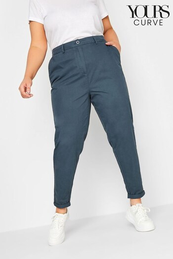 Yours Curve Blue Full Length Chino Trousers (692708) | £27