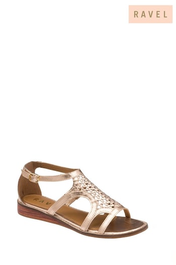 Ravel Gold Leather Wedge blue Sandals (692884) | £65