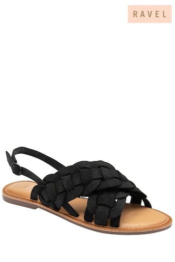 Ravel Black Suede Slingback Flat Sandals (692990) | £45