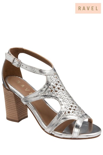 Ravel Silver Leather Heeled Sandals (693037) | £70