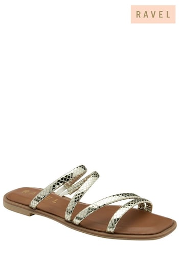 Ravel Silver/Brown Flat Strappy Mule Sandals (693197) | £60