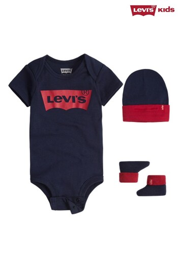 Levi's® Navy Blue 3 Piece Baby Gift Set (693282) | £24