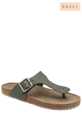 Ravel Grey Leather Toe-Post Sandals (693283) | £45