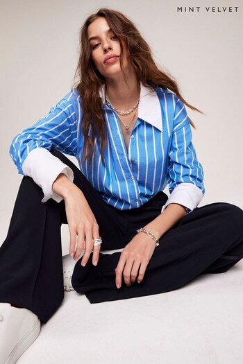Mint Velvet Blue Striped Cotton Shirt (693294) | £79