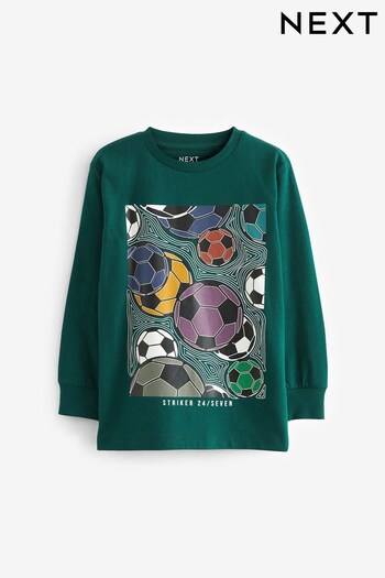 Green Football Long Sleeve Graphic T-Shirt (3-16yrs) (693423) | £7 - £12