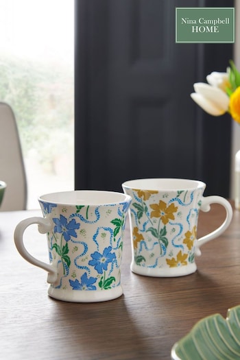 Nina Campbell Floral Set of 2 Fine China Mugs (693602) | £20