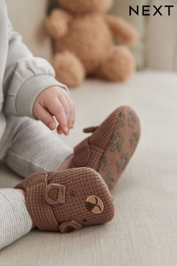 Brown Bear Slip-On Baby Shoes (0-2mths) (693623) | £8