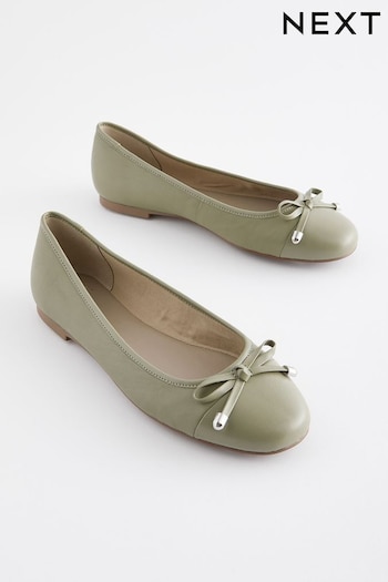 Green Forever Comfort® Round Toe Leather Ballerina GYM Shoes (694099) | £35