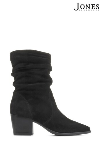 Jones Bootmaker Cloe Leather Suede Slouch Black Boots (6941L6) | £145