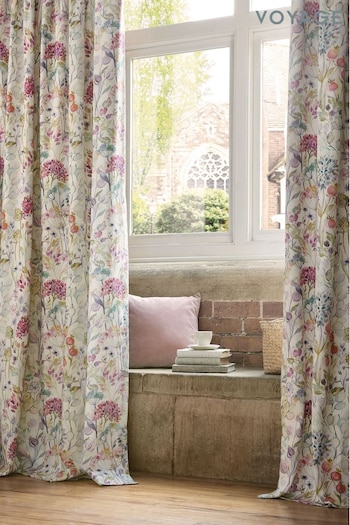 Voyage Multi Country Hedge Floral Lined Pencil Pleat Curtains (694313) | £95 - £180