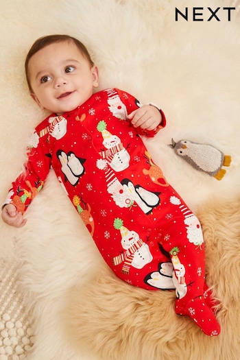 Red Christmas Baby Sleepsuit (0mths-2yrs) (694407) | £8 - £9