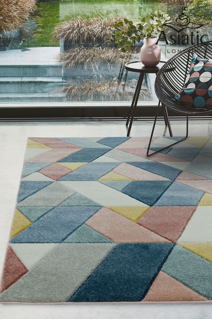 Blue on sale geometric rug