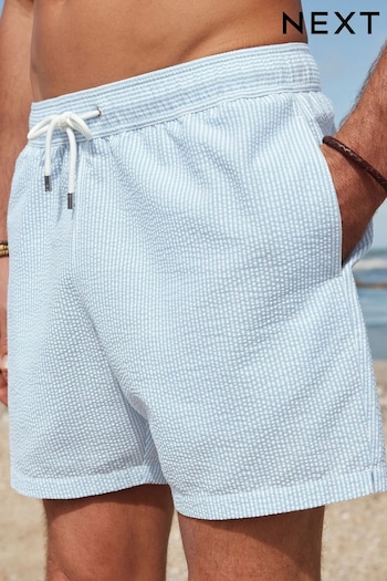 Blue and White Seersucker Striped Swim Shorts (694793) | £20
