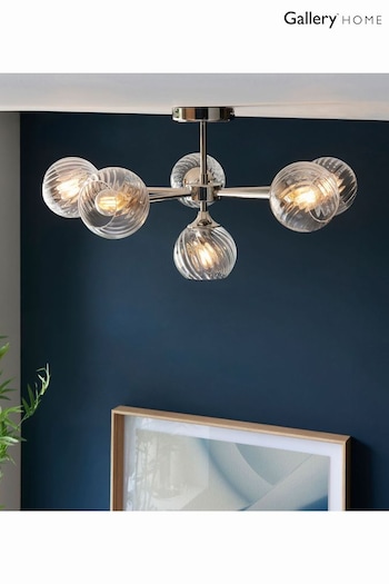 Gallery Home Bright Nickel Lexi 6 Bulb Ceiling Light (694803) | £140