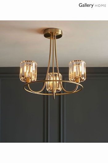 Gallery Home Antique Brass Hove 3 Bulb Ceiling Light (694854) | £124